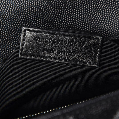 Saint Laurent Grain De Poudre Matelasse Chevron Large Monogram Satchel Black 7 of 7