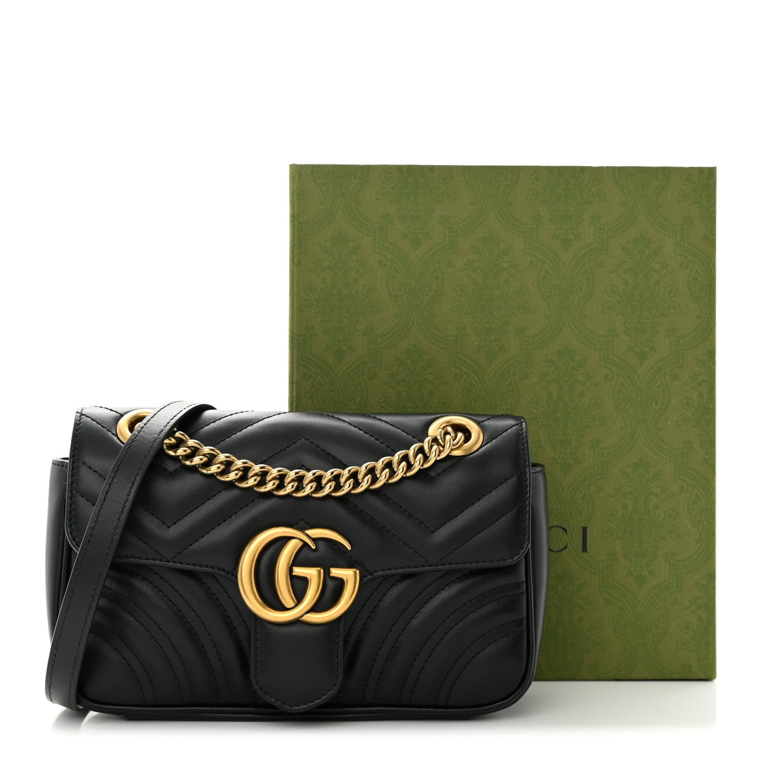 Gucci Calfskin Matelasse Mini GG Marmont Shoulder Bag Black 16 of 16