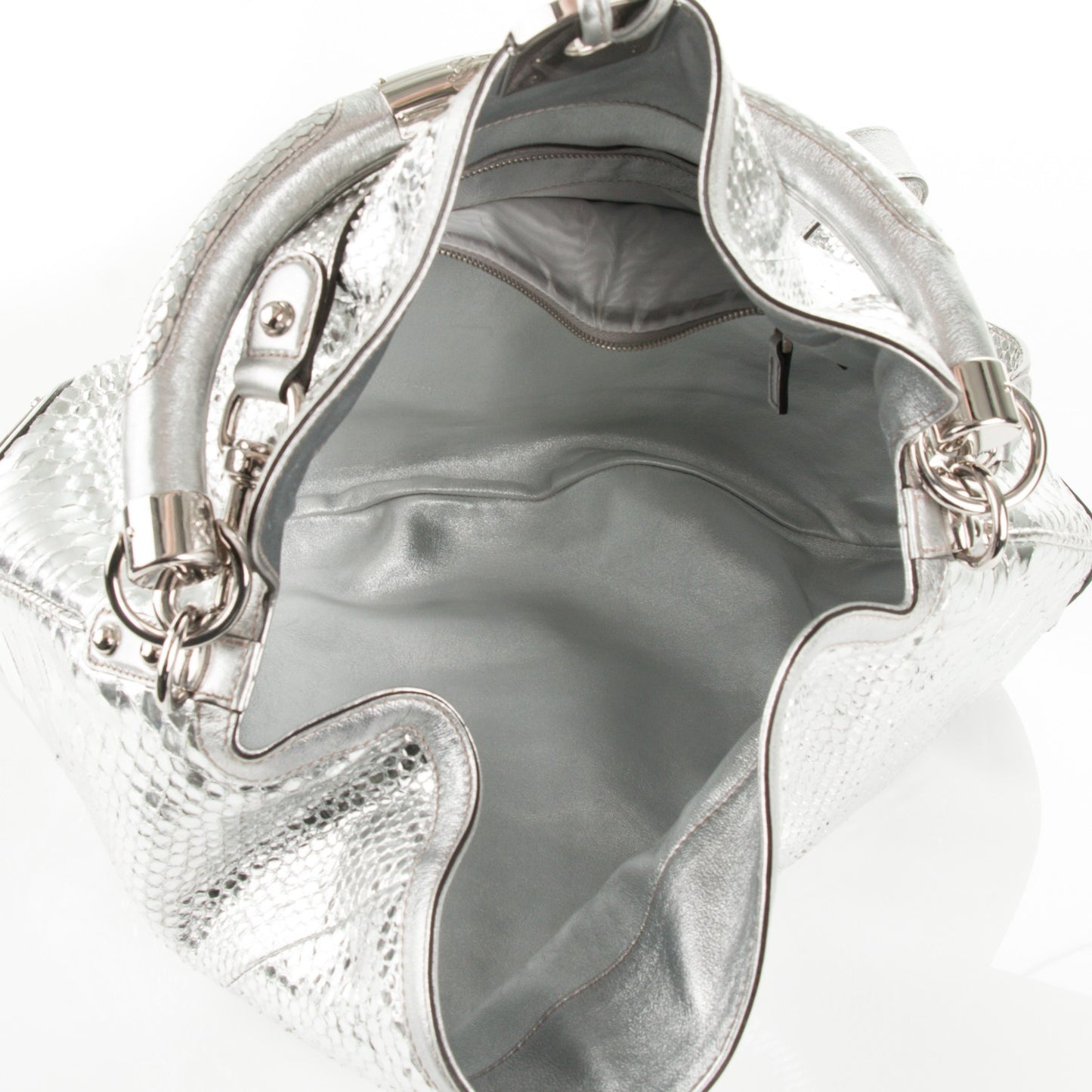 Python Large Indy Top Handle Hobo Silver