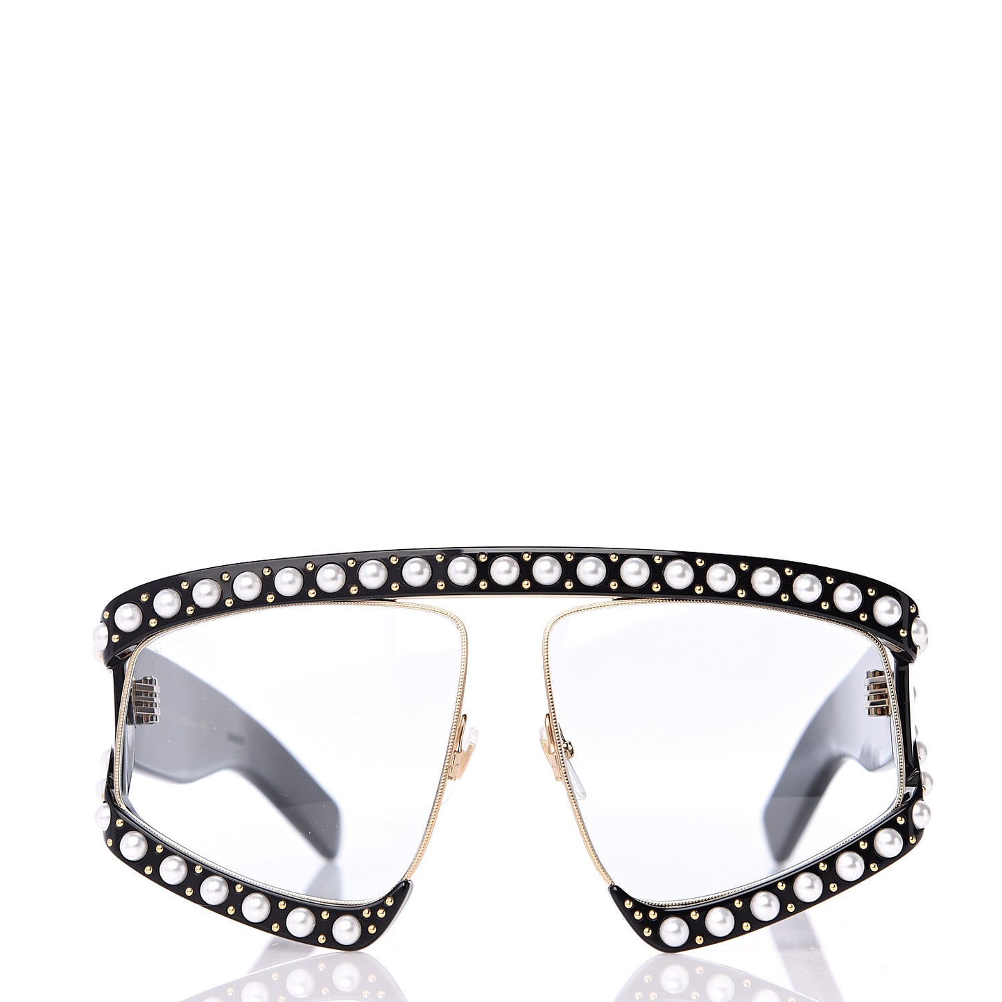 Acetate Pearl Rectangular Frame Sunglasses GG0234S Black