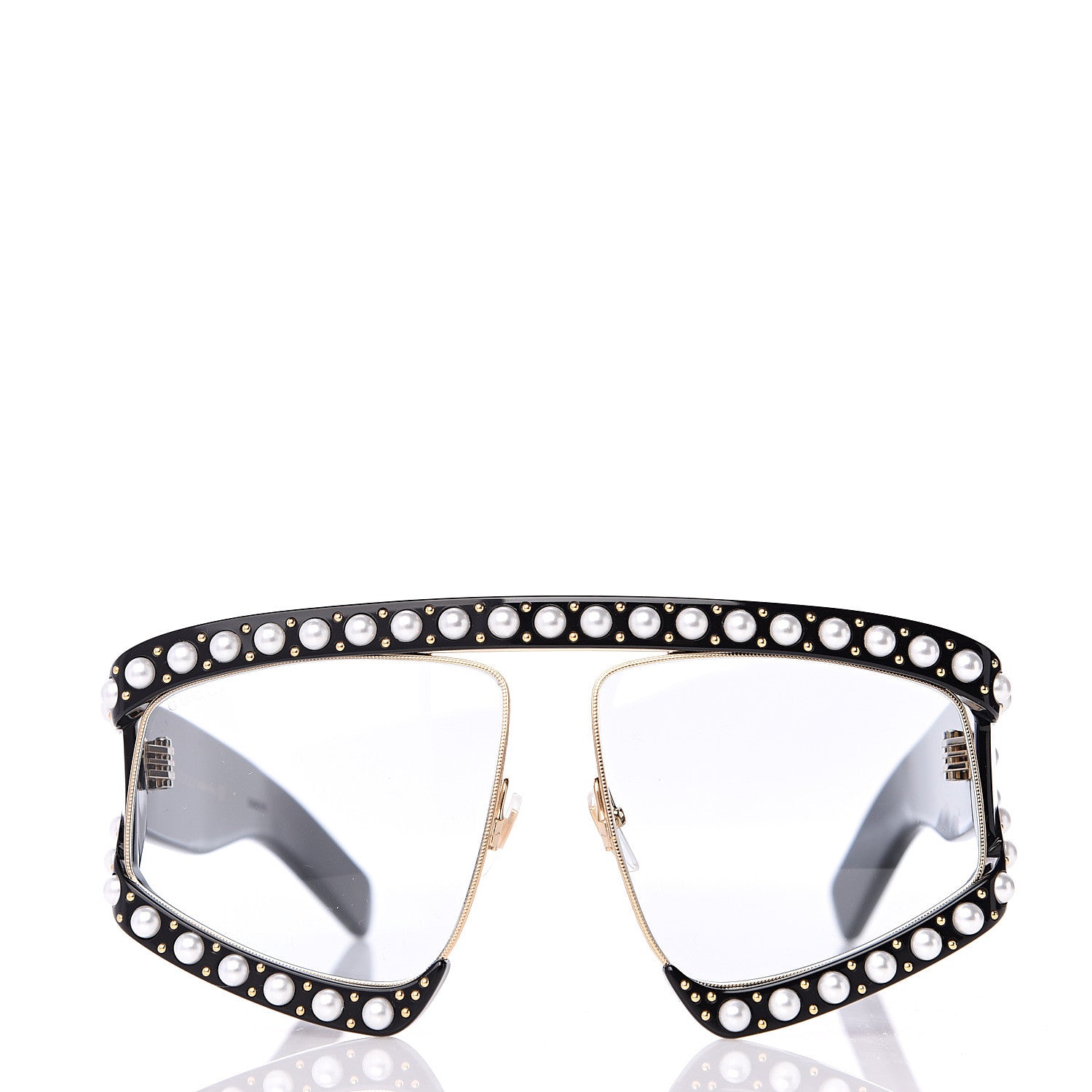 Gucci Acetate Pearl Rectangular Frame Sunglasses GG0234S Black 3 of 7