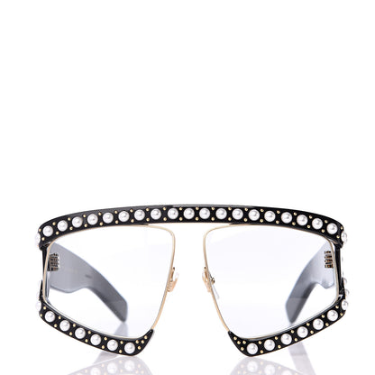 Gucci Acetate Pearl Rectangular Frame Sunglasses GG0234S Black 3 of 7