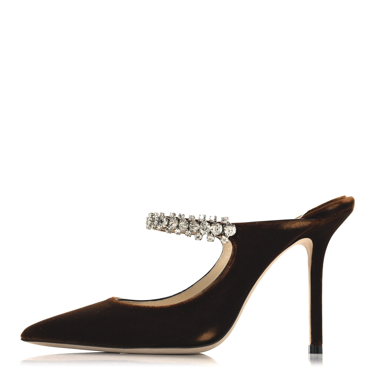 Velvet Crystal Bing 100 Mule Pumps 38.5 Tan