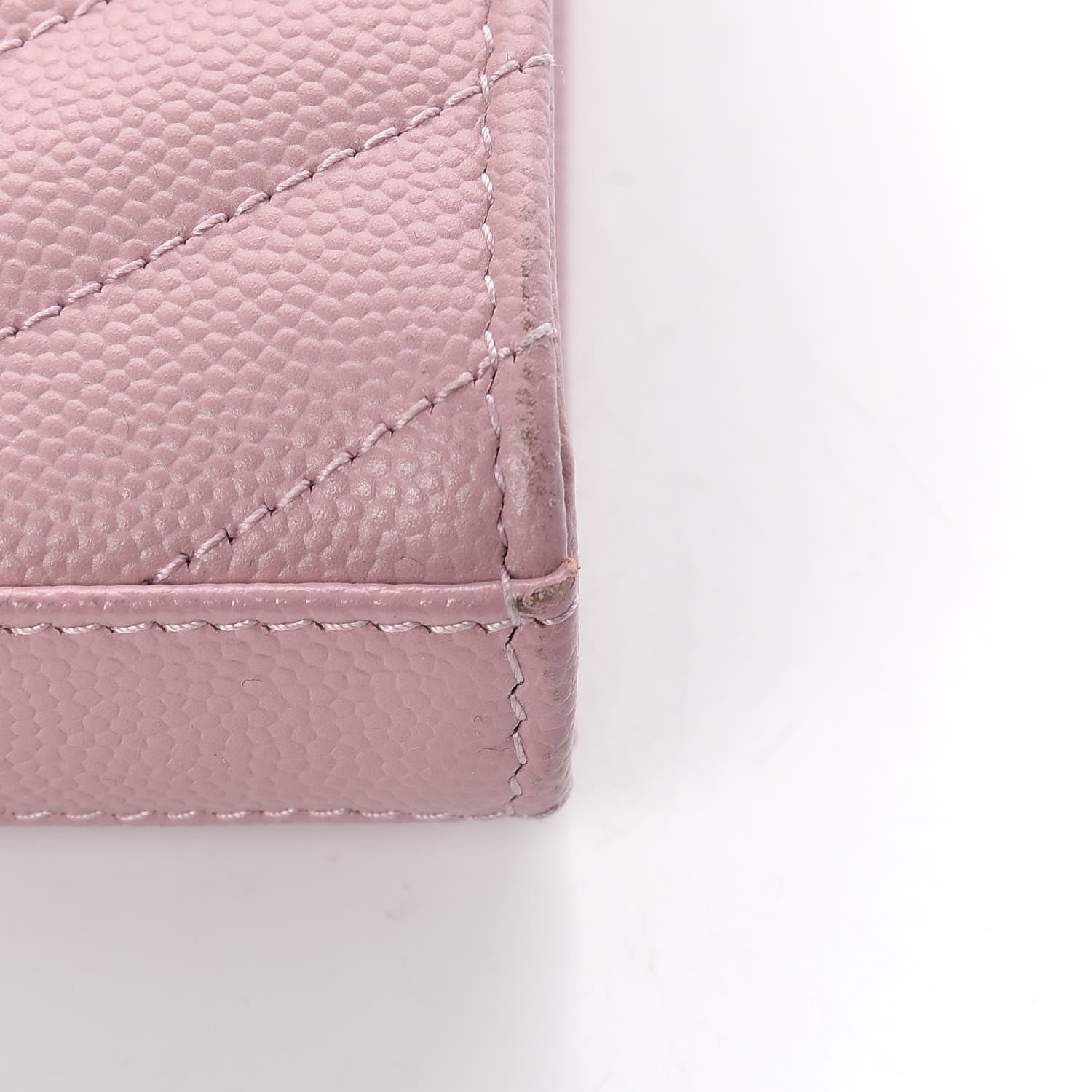 Saint Laurent Grain De Poudre Matelasse Chevron Monogram Chain Wallet Tender Pink 10 of 11
