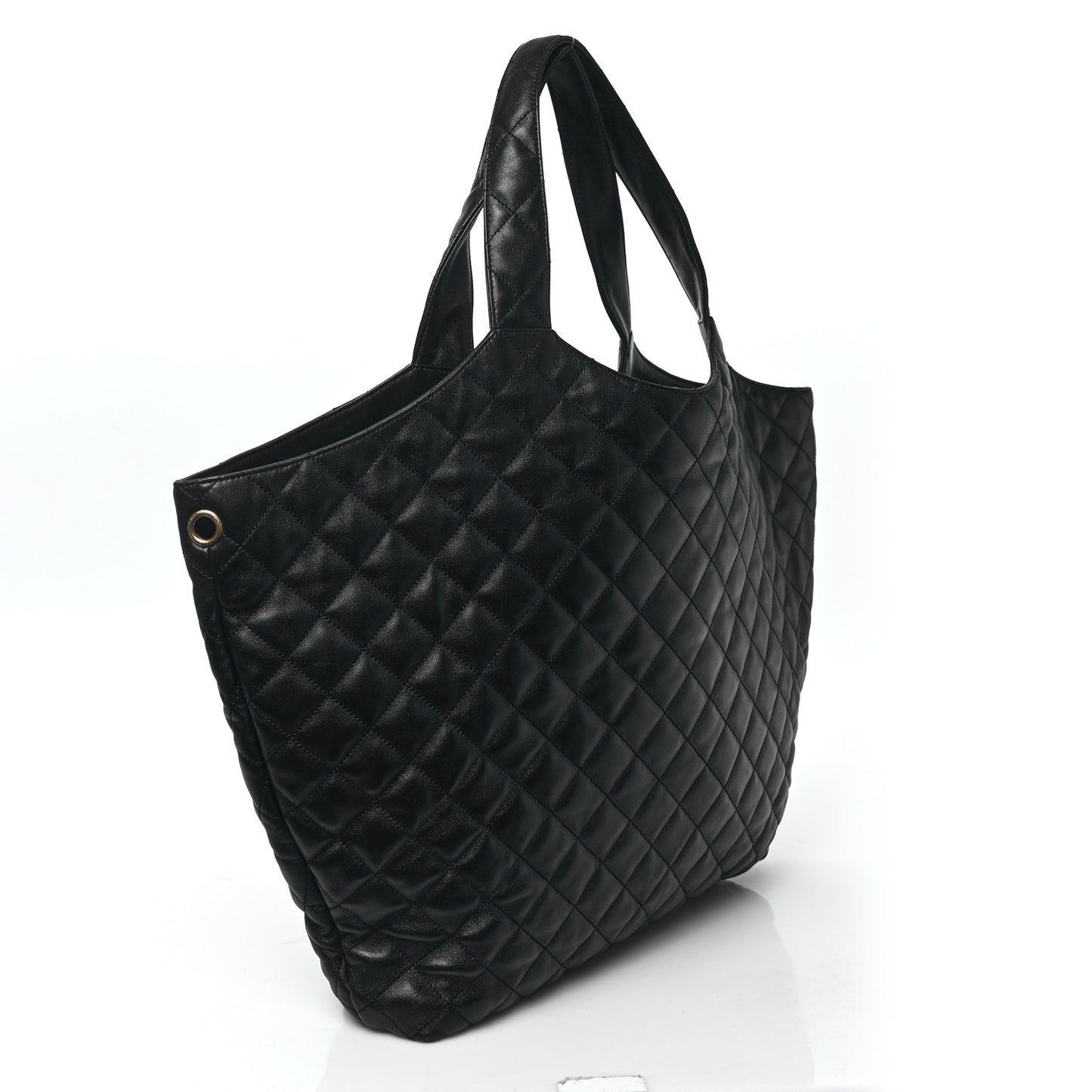 Lambskin Quilted Maxi Icare Shopping Tote Black