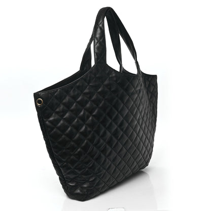 Saint Laurent Lambskin Quilted Maxi Icare Shopping Tote Black 4 of 13