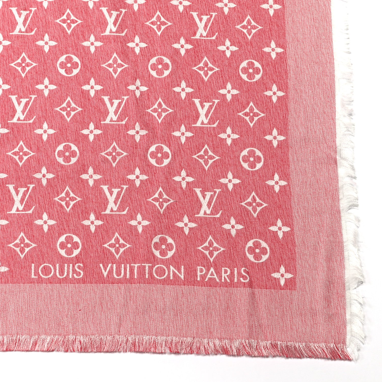 Louis Vuitton Wool Silk Monogram Denim Shawl Rouge 5 of 7