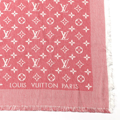 Louis Vuitton Wool Silk Monogram Denim Shawl Rouge 5 of 7