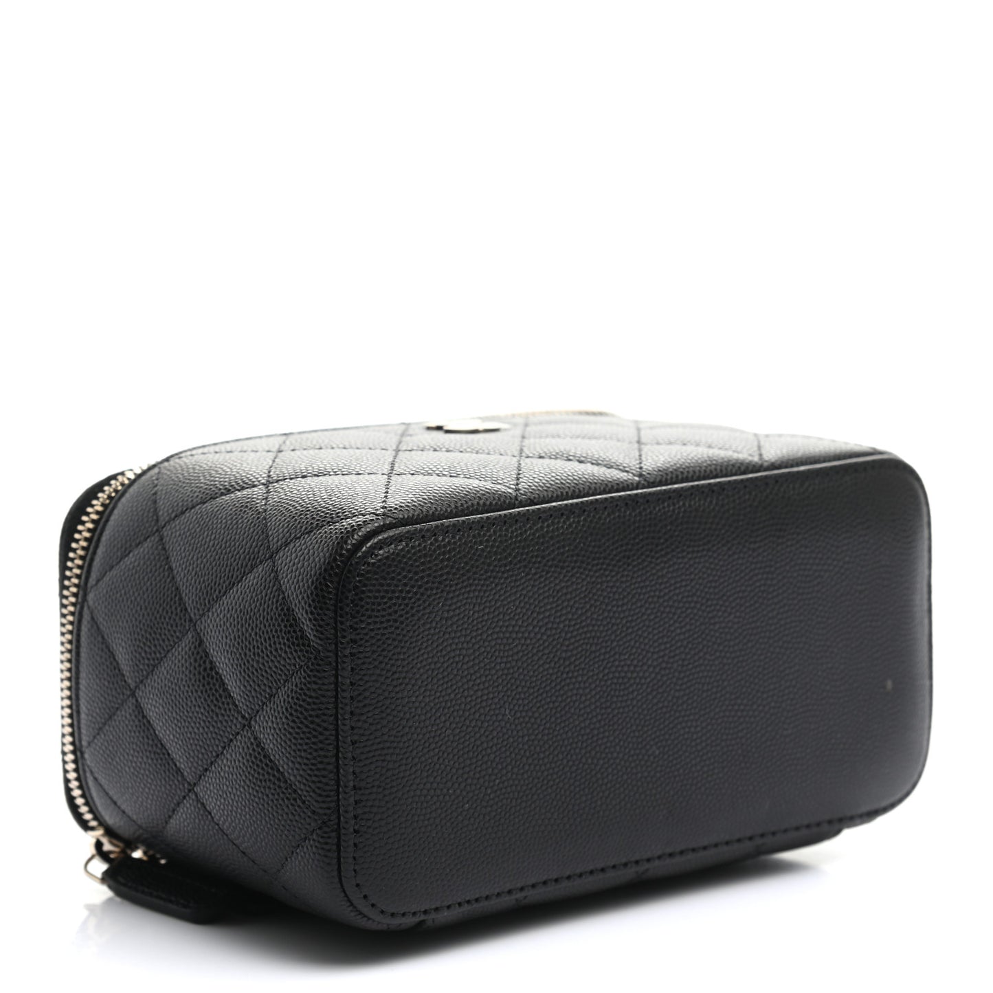 Caviar Quilted Small Vanity Case With Chain Black