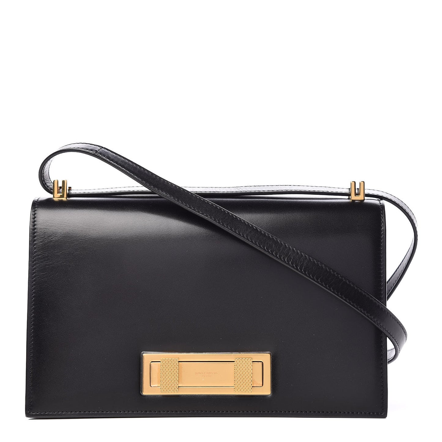 Smooth Calfskin Medium Domino Shoulder Bag Black