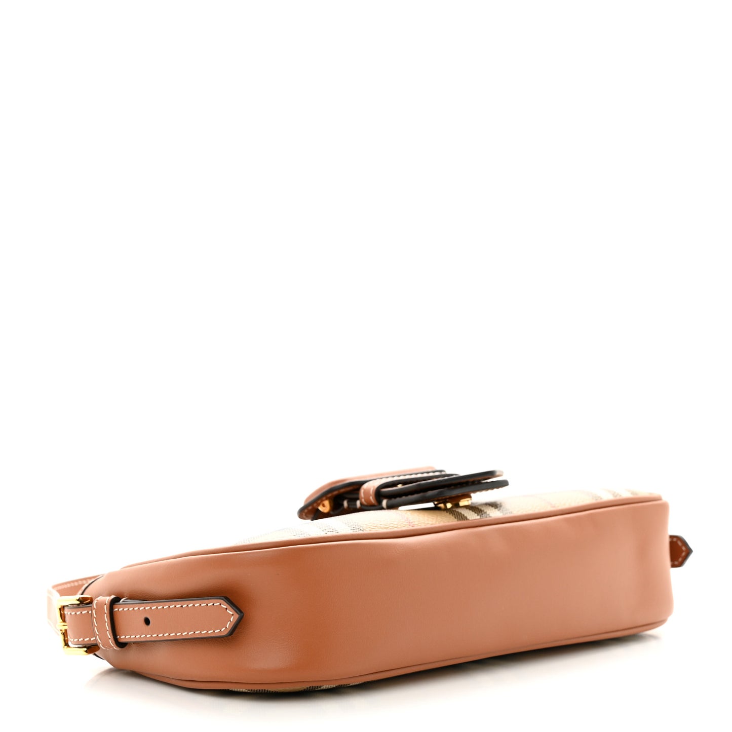 Coated Canvas Calfskin Vintage Check Buckle Bag Brown