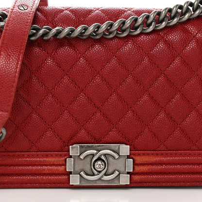 Chanel Caviar Quilted Medium Boy Flap Dark Red 7 of 15