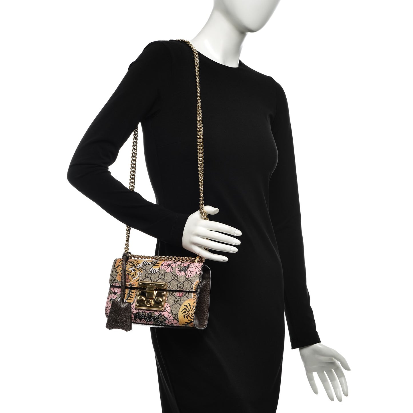 GG Supreme Monogram Bengal Small Padlock Shoulder Bag Beige Pink