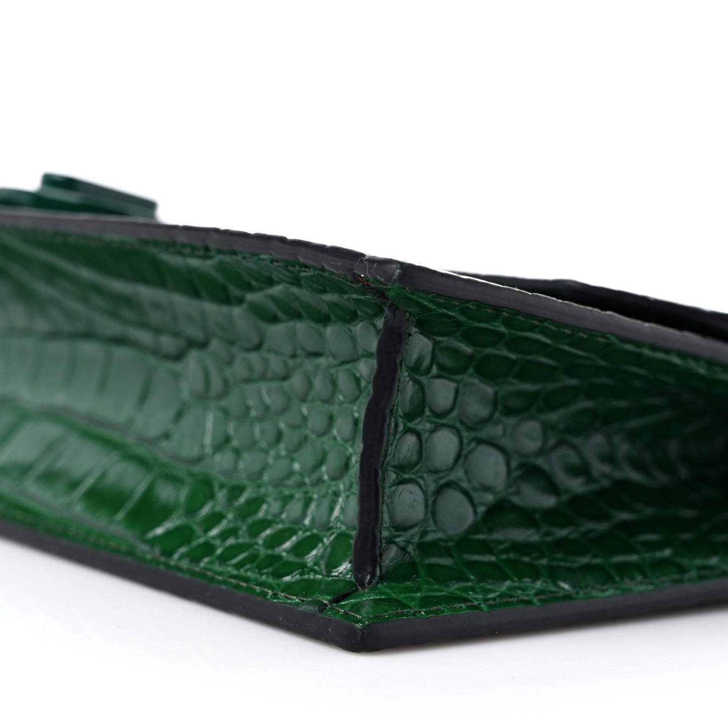 Calfskin Alligator Embossed Elisa Baguette Green