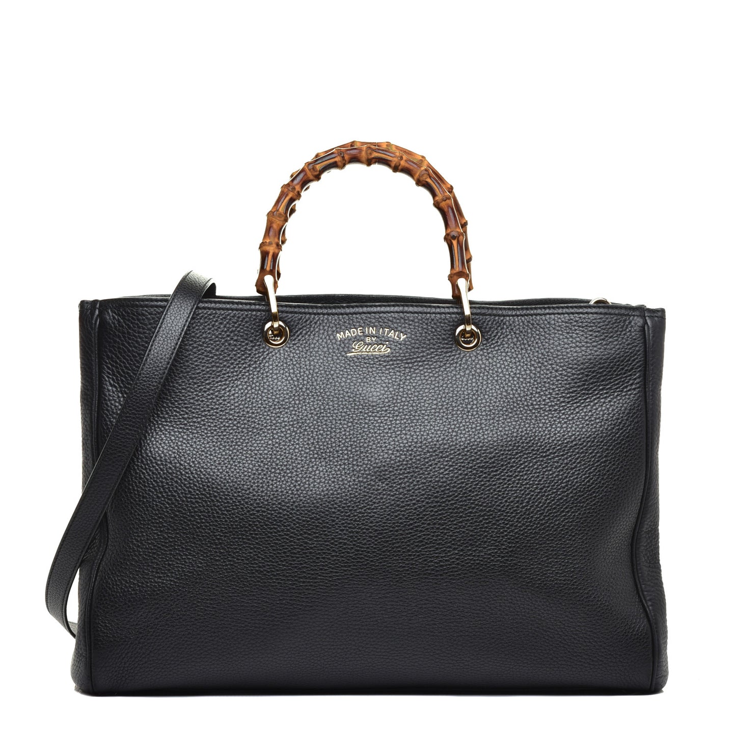 Calfskin Large Bamboo Shopper Tote Black