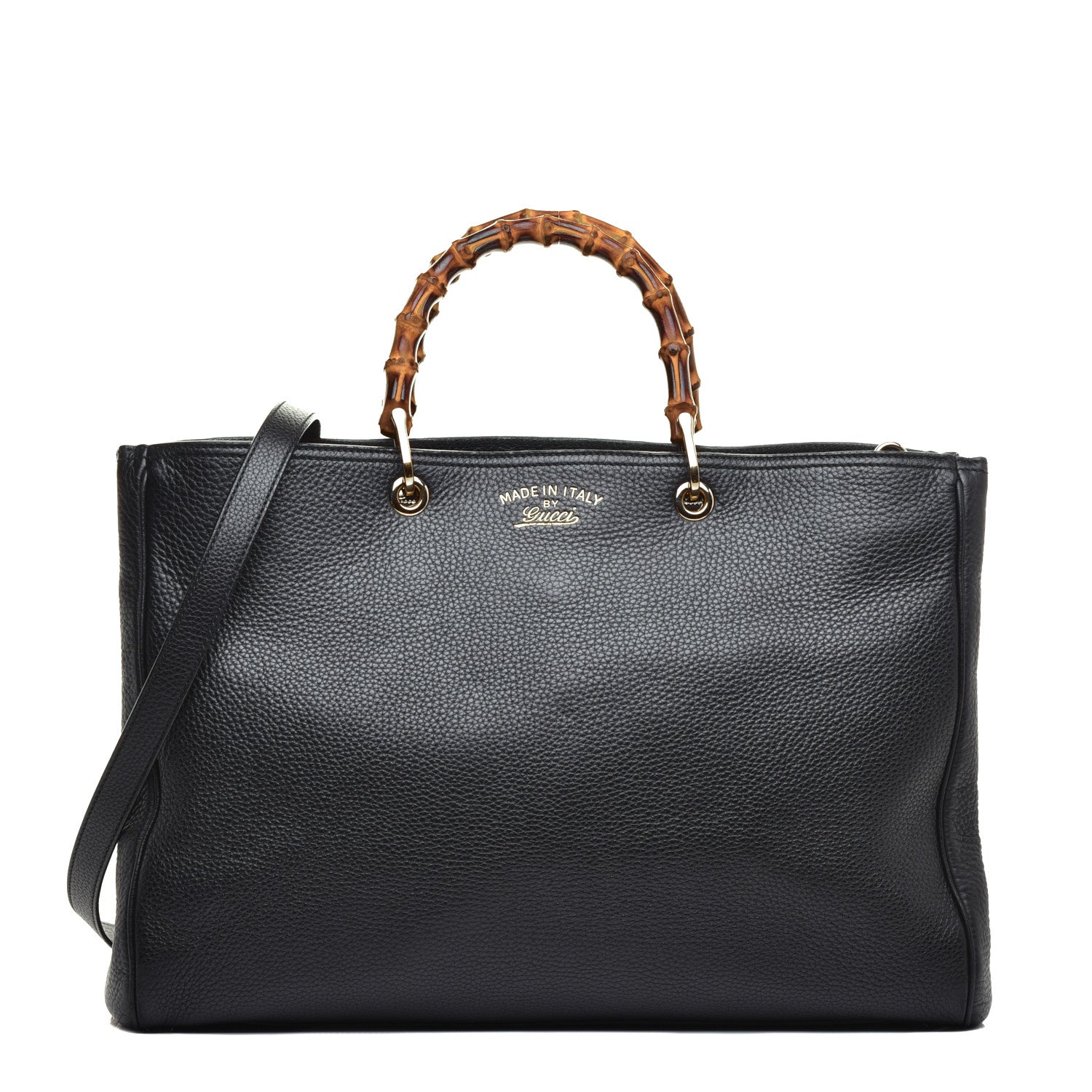 Gucci Calfskin Large Bamboo Shopper Tote Black 1 of 9