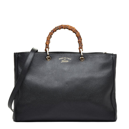 Gucci Calfskin Large Bamboo Shopper Tote Black 1 of 9
