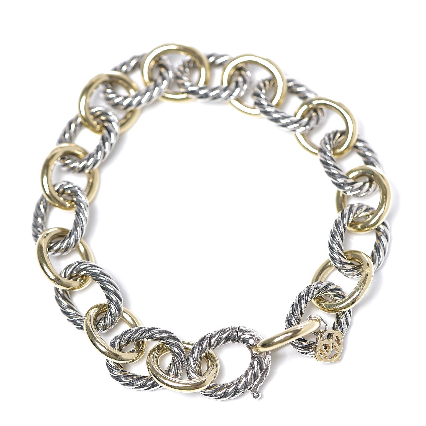 Sterling Silver 18K Yellow Gold 12mm Large Oval Link Bracelet