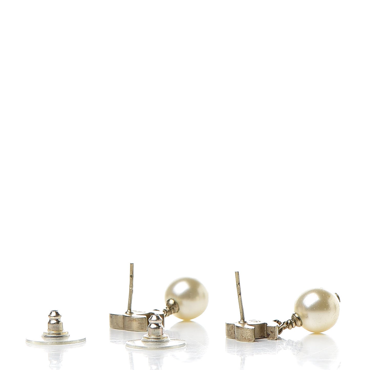 Pearl Enamel CC Drop Earrings Black Gold