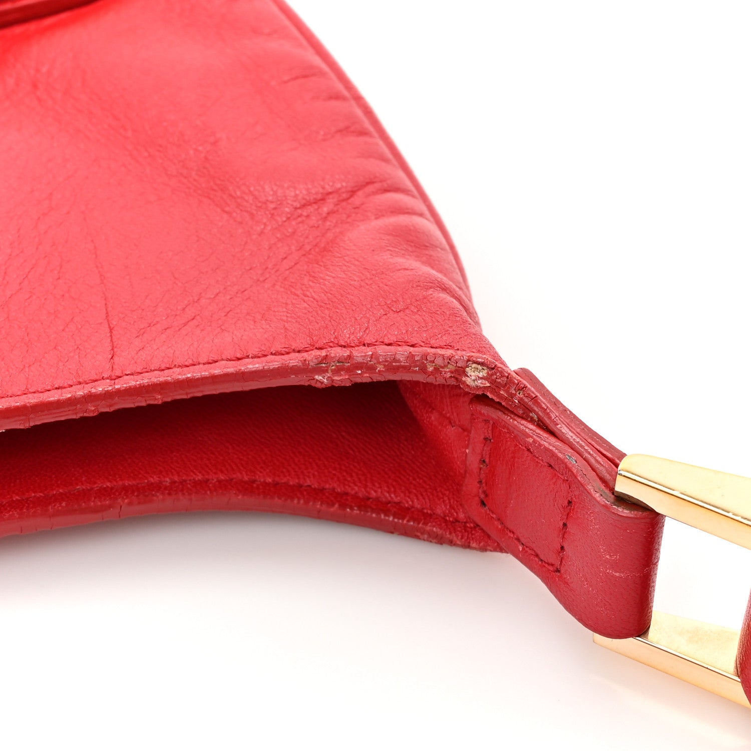 Versace Calfskin Palazzo Fringe Shoulder Bag Red 14 of 16