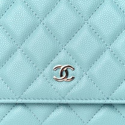 Chanel Caviar Quilted Wallet On Chain WOC Light Blue 12 of 13