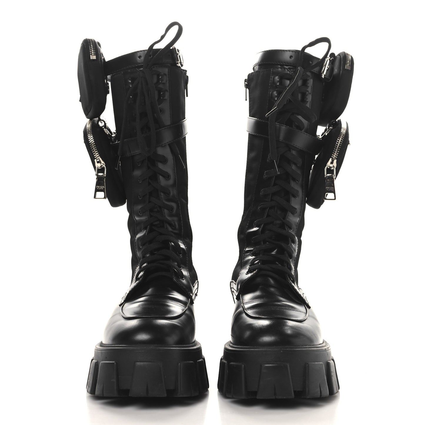 Spazzolato Rois Re-Nylon Metal Triangle Logo Monolith Pouch Pocket 55mm Tall Combat Boots 39.5 Black