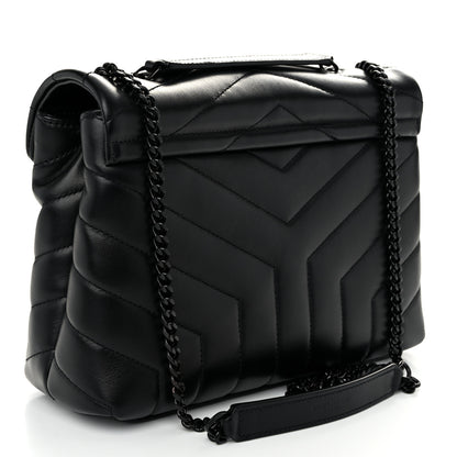 Saint Laurent Calfskin Y Quilted Monogram Monochrome Small Loulou Chain Satchel Black 3 of 11