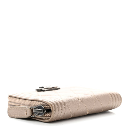 Chanel Caviar Quilted Boy Zip Around Coin Purse Wallet Light Gold 4 of 7