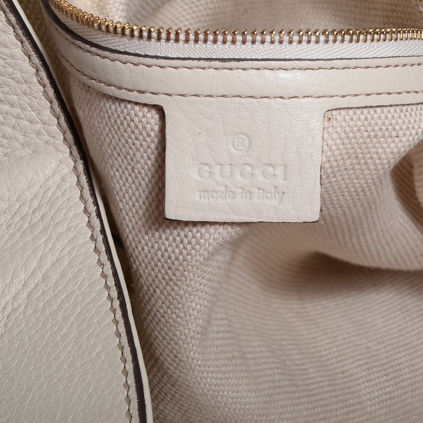 Pebbled Calfskin Medium Soho Shoulder Bag Off White