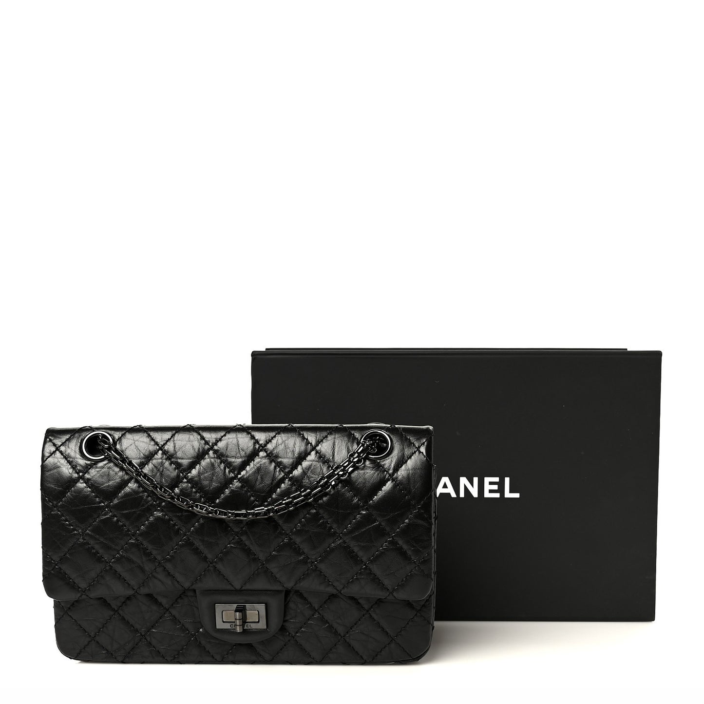 Aged Calfskin Quilted 2.55 Reissue 225 Flap So Black
