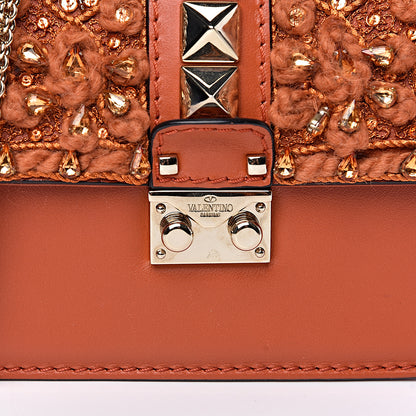 Valentino Garavani Vitello Crystal Embellished Small Glam Lock Rockstud Flap Orange 13 of 13