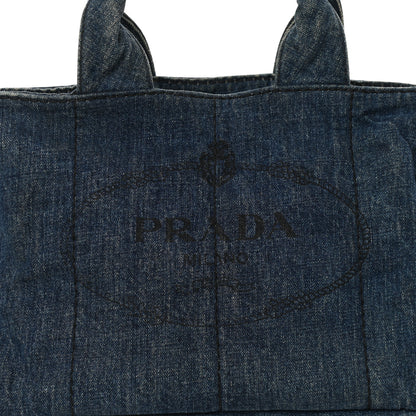 Prada Denim Logo Tote Bleu 8 of 10