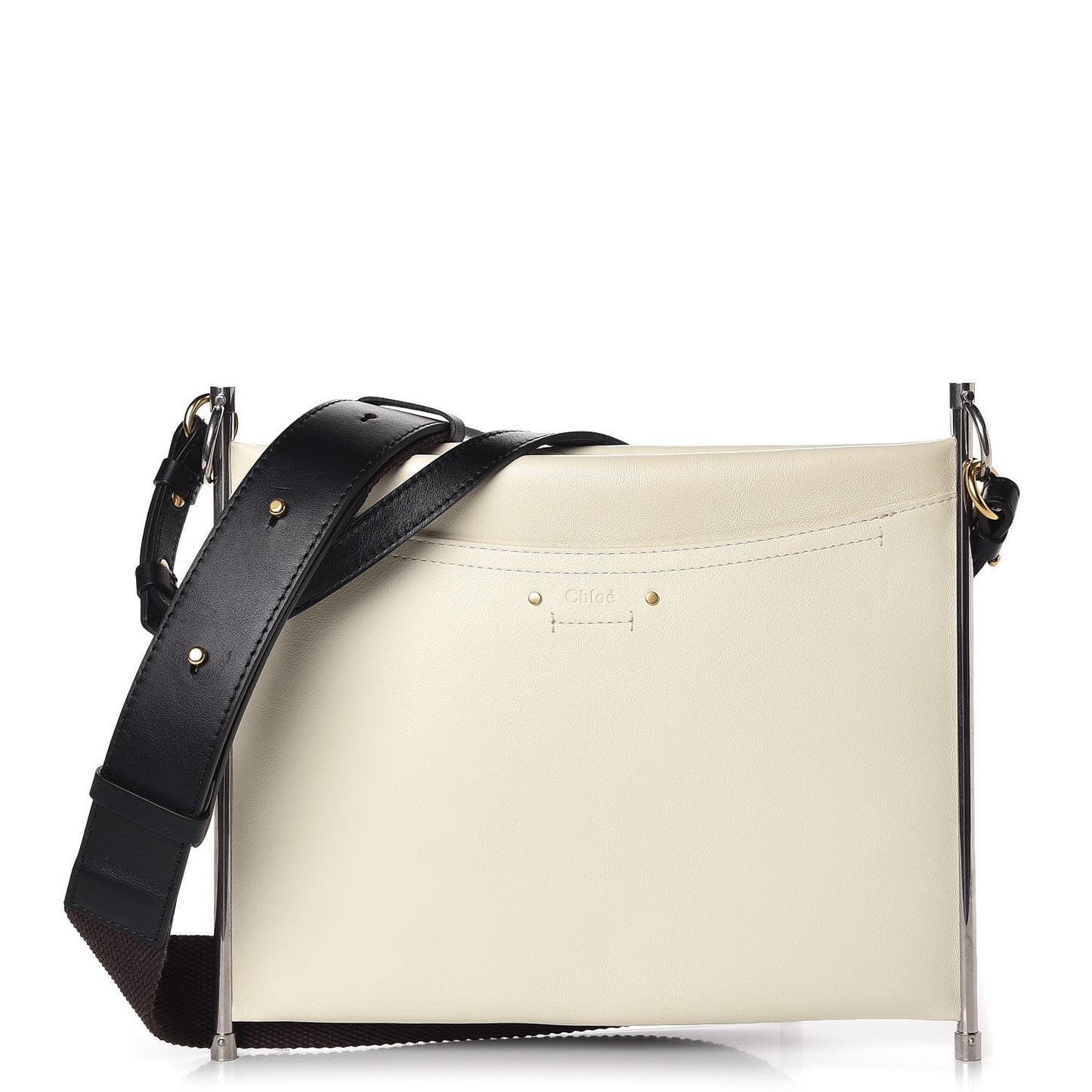 Smooth Calfskin Medium Roy Bag Natural White