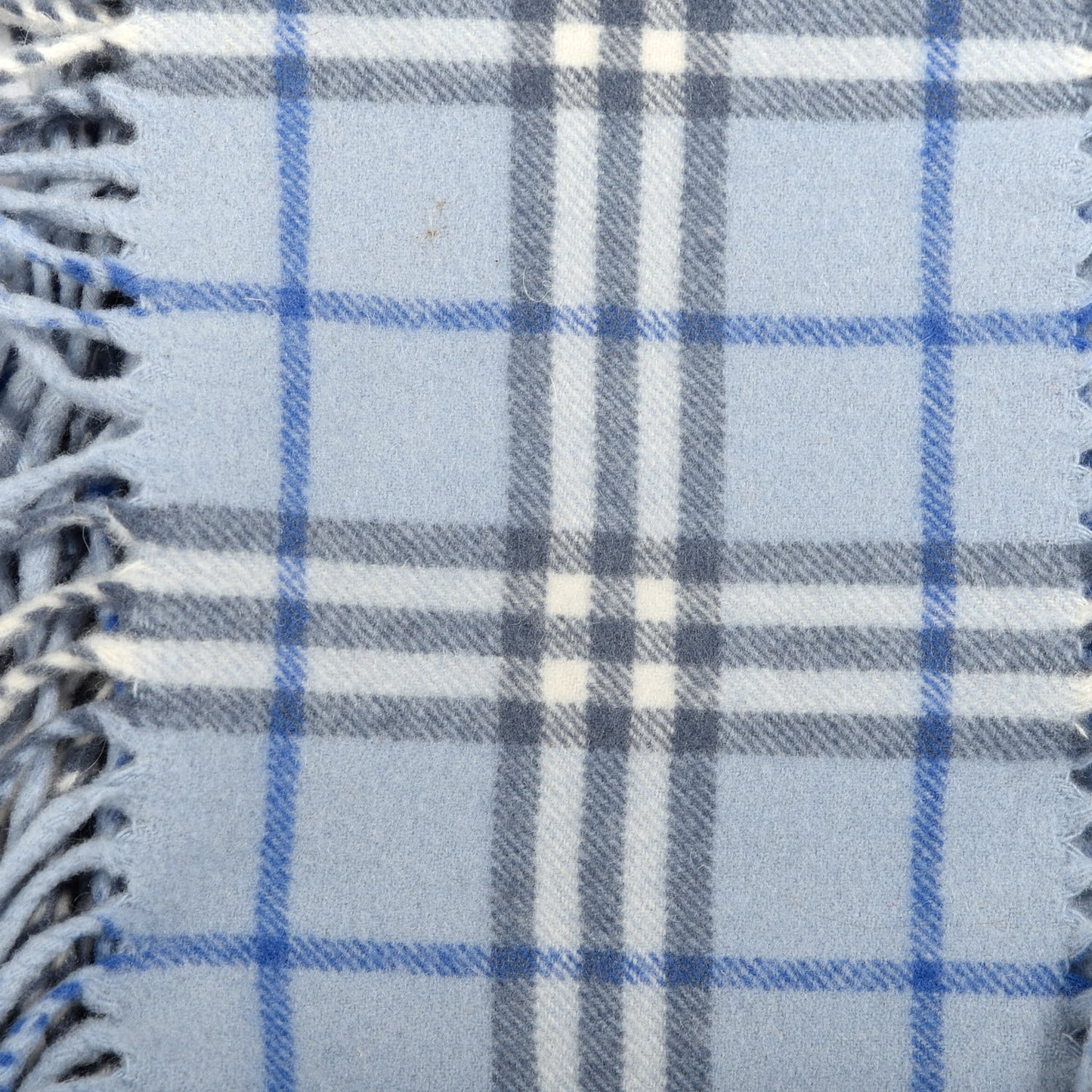 Cashmere Check Happy Fringe Scarf Light Blue