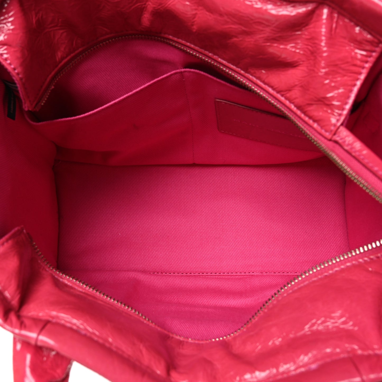 Shiny Crinkled Calfskin The Tote Bag Pink