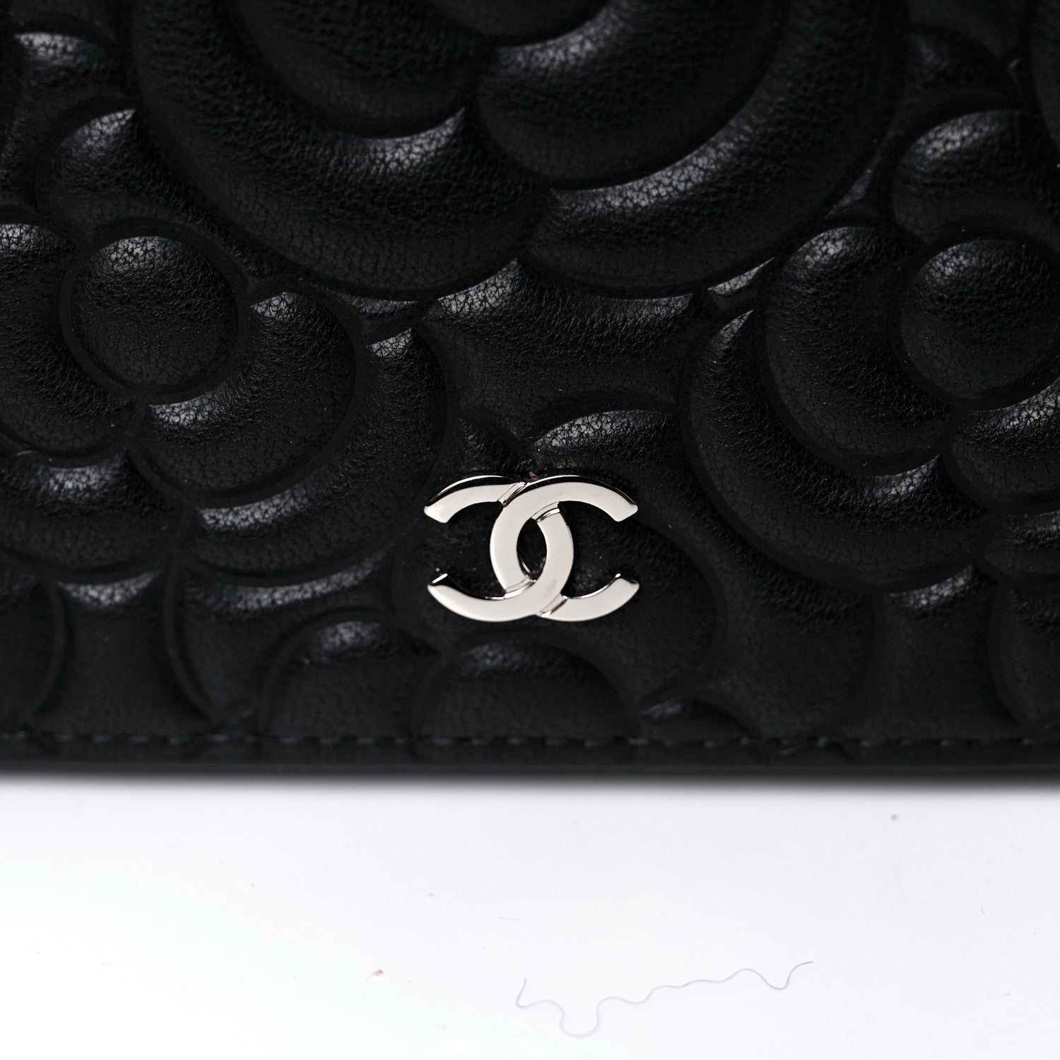 Chanel Lambskin Camellia Embossed Wallet on Chain WOC Black 14 of 14