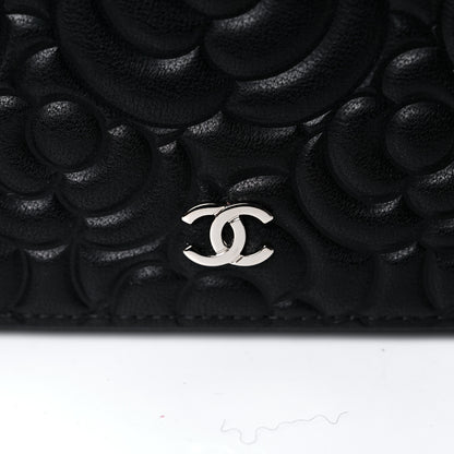 Chanel Lambskin Camellia Embossed Wallet on Chain WOC Black 14 of 14