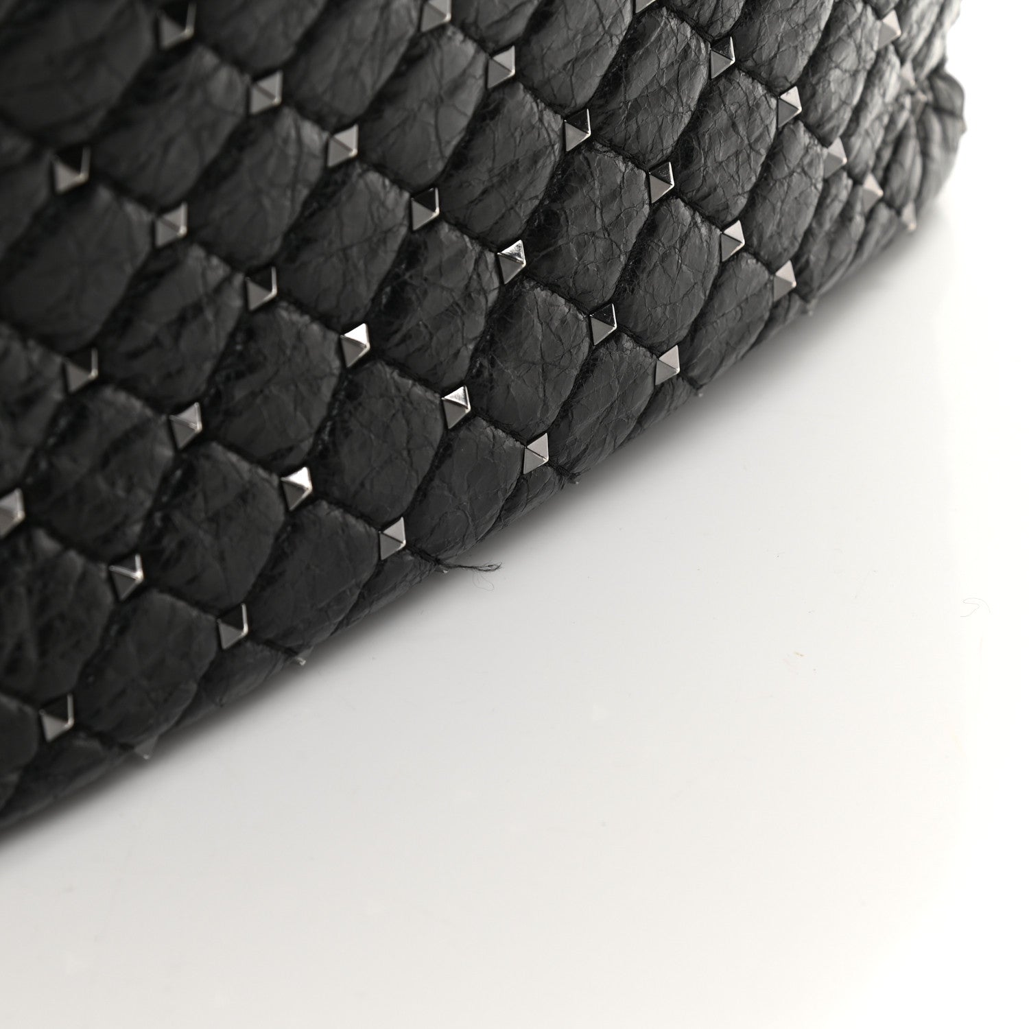 Valentino Garavani Craquele Nappa Large Rockstud Spike Shoulder Bag Black 15 of 15