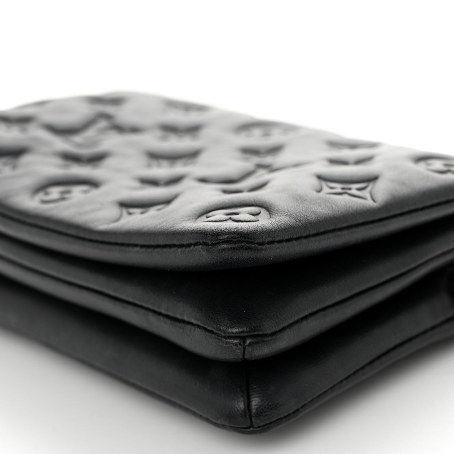 Lambskin Embossed Monogram Pochette Coussin Black