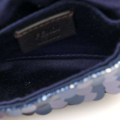 Fendi Sequin Paillettes Shiny Nappa Sex and the City Nano Maxi Buckle Baguette Charm Dark Blue 5 of 10