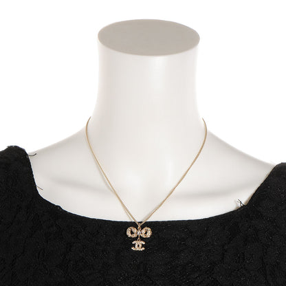 Chanel Crystal CC Bow Necklace Gold 2 of 4