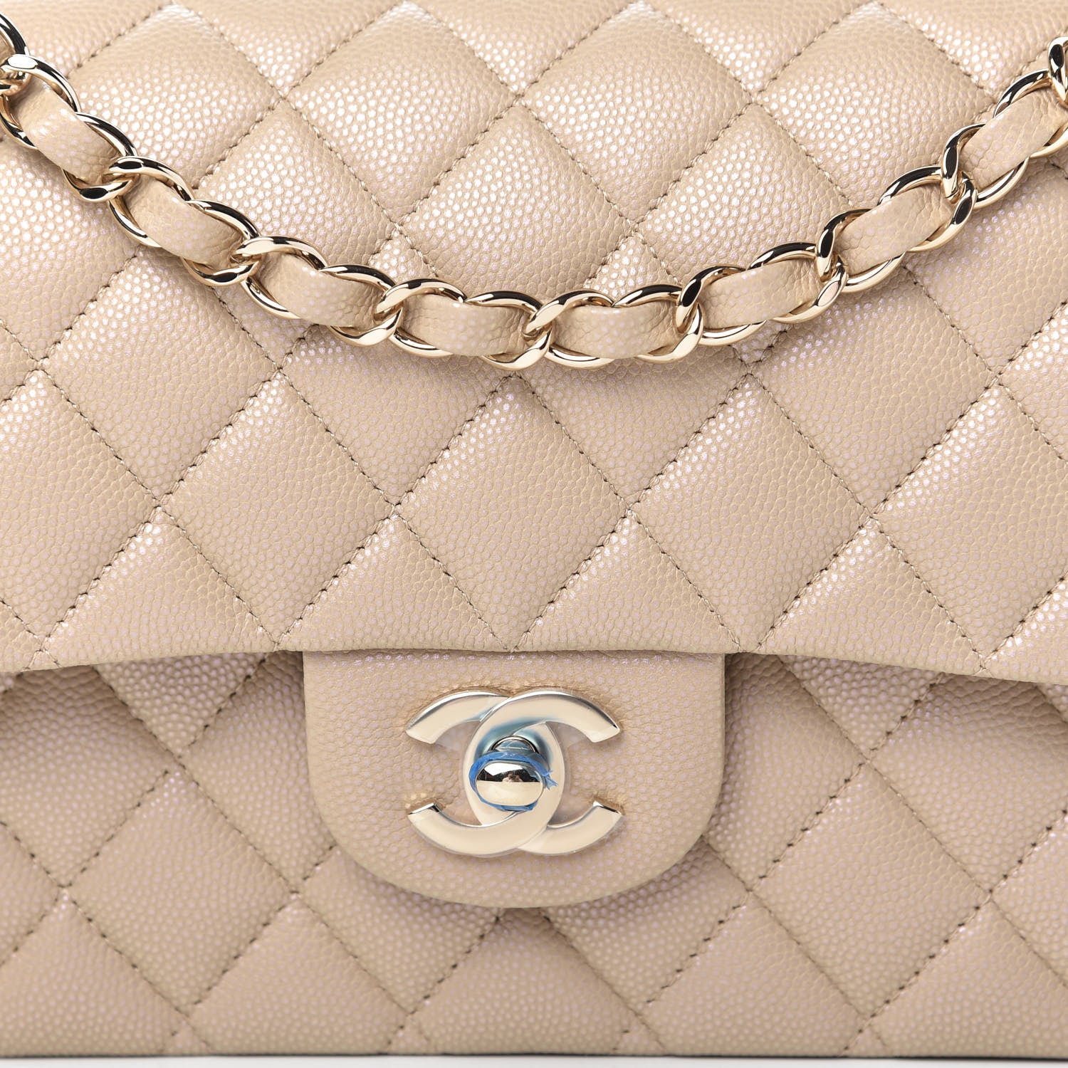 Chanel Iridescent Caviar Quilted Medium Double Flap Dark Beige 10 of 11