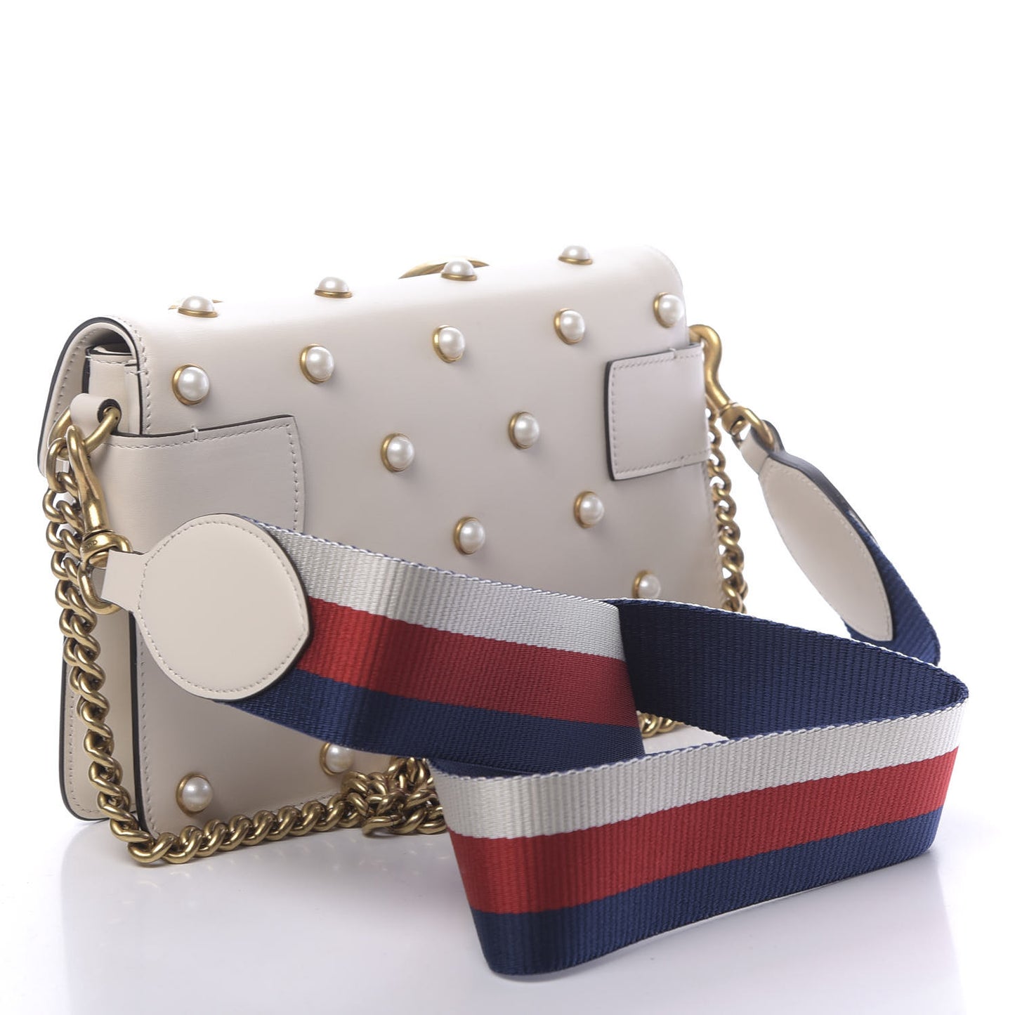 Nappa Pearl Studded Mini Queen Margaret Broadway Shoulder Bag Mystic White