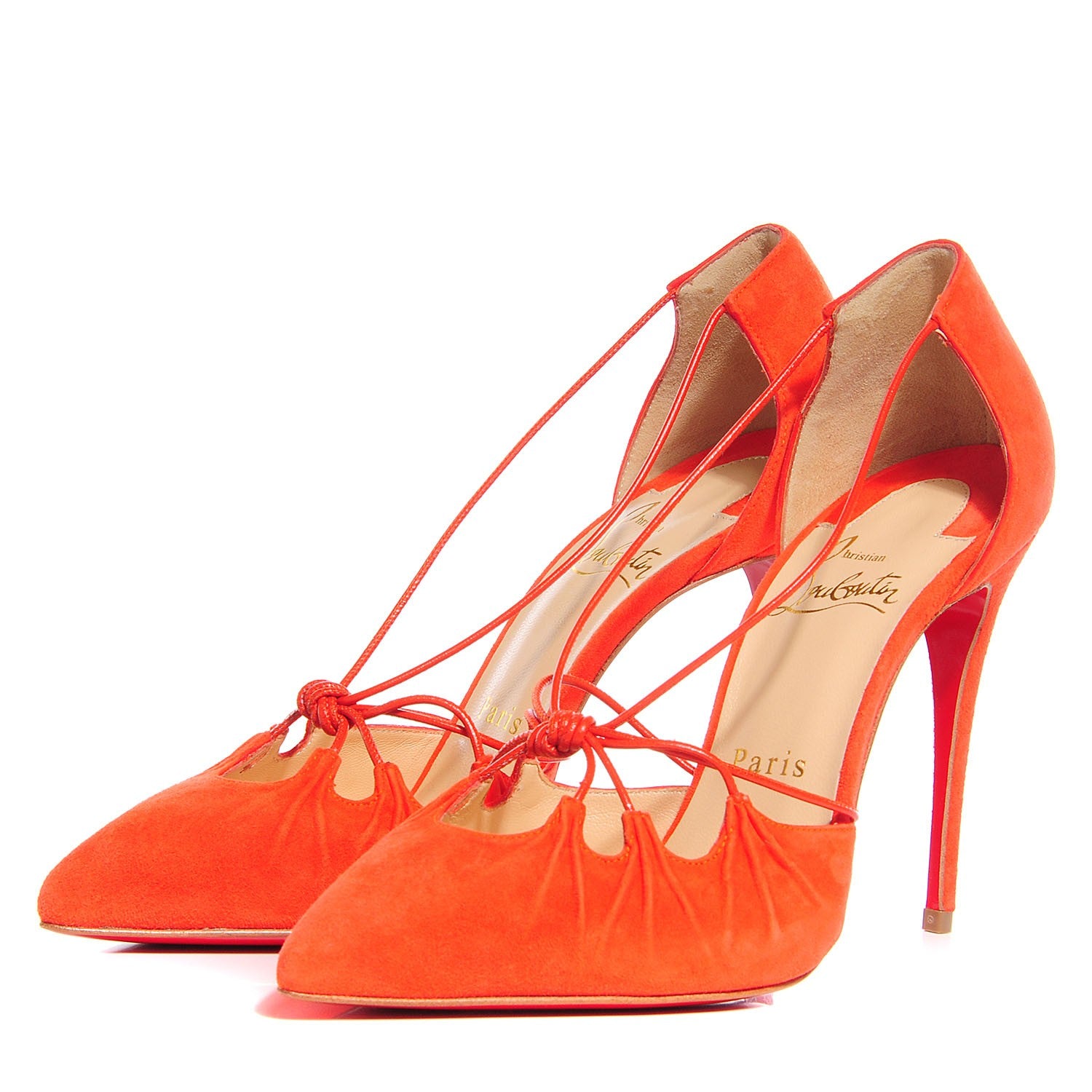 Christian Louboutin Suede Riri 100 Pumps 36.5 Orange 3 of 6