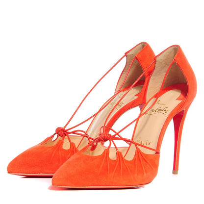 Christian Louboutin Suede Riri 100 Pumps 36.5 Orange 3 of 6
