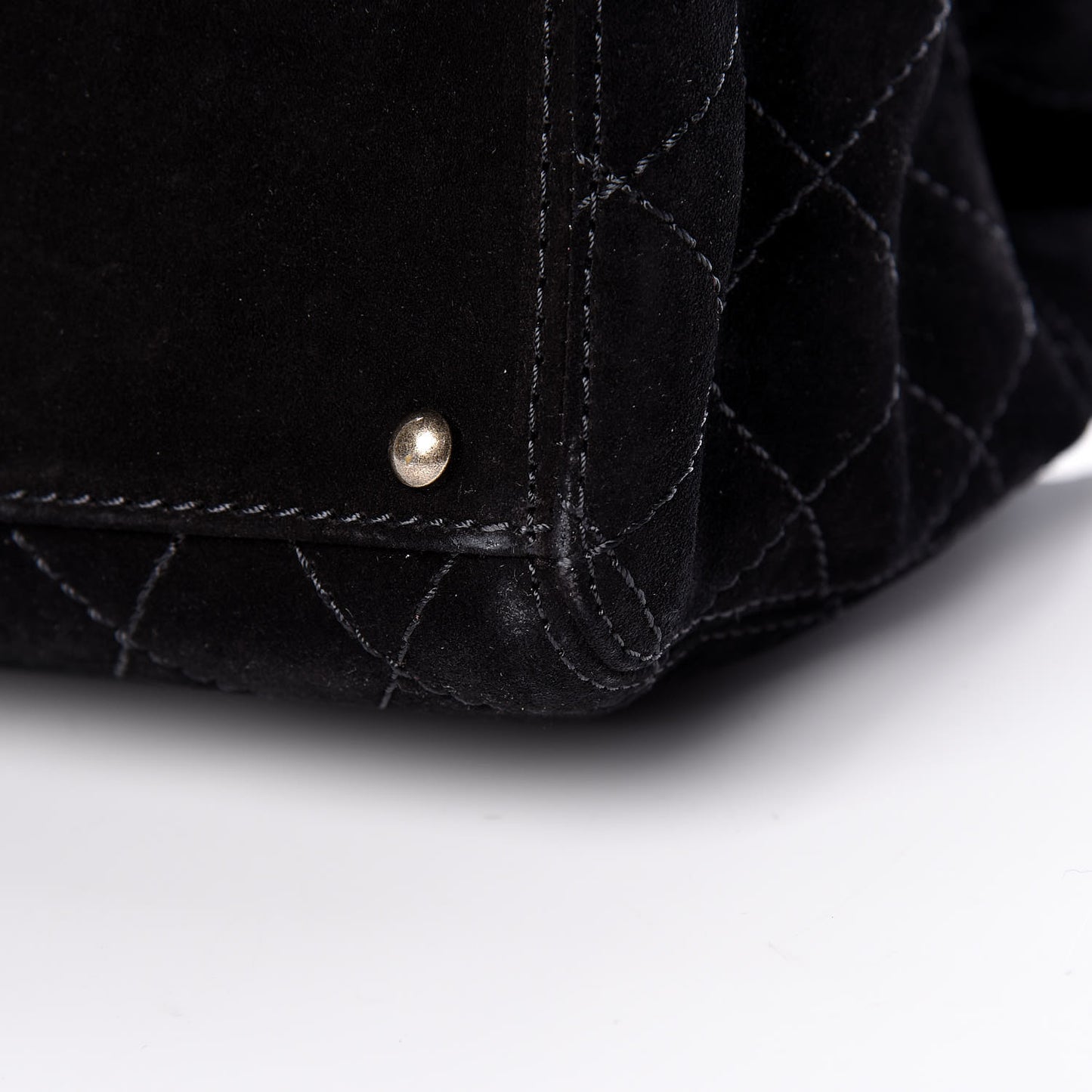 Suede Diamond Stitched Flap Bag Black