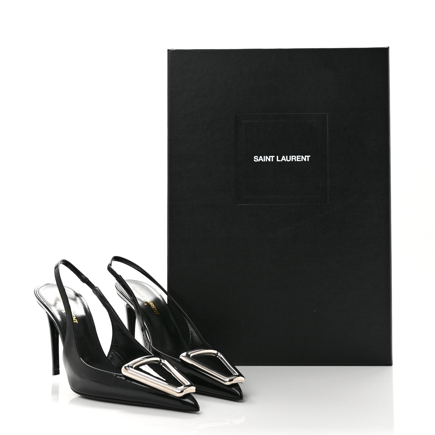 Saint Laurent Vernice Grupy Avenue 95 Slingback Pumps 37 Black 10 of 10