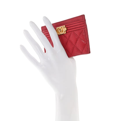Chanel Caviar Quilted Boy Card Holder Red 2 of 14