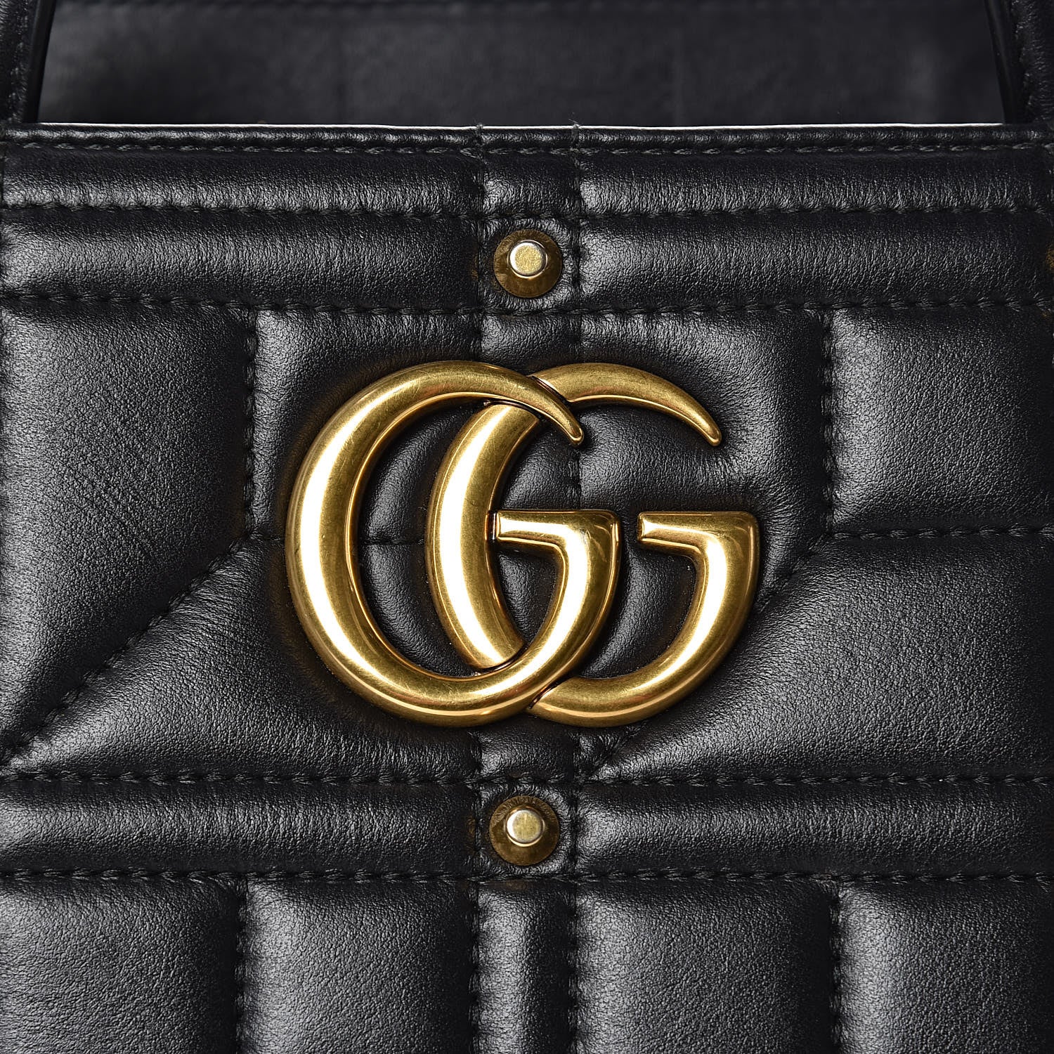 Gucci Calfskin Matelasse Studded Medium GG Marmont Tote Black 16 of 18
