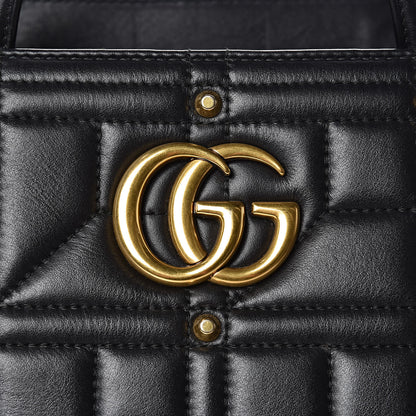 Gucci Calfskin Matelasse Studded Medium GG Marmont Tote Black 16 of 18